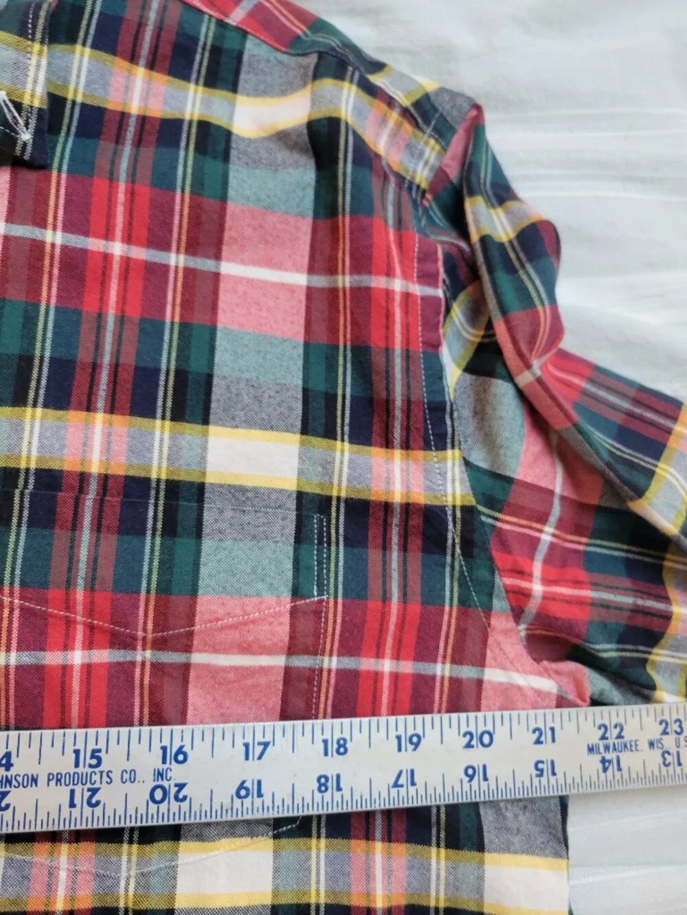 J.Crew Oxford Plaid Button Down Shirt Men's Tartan Red Green Cotton sz L